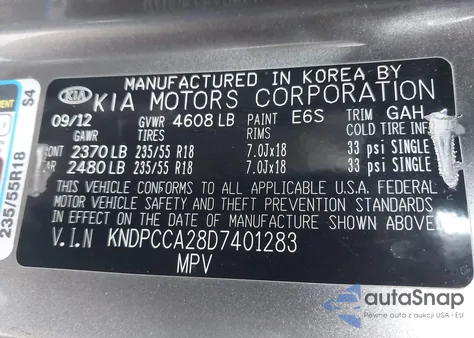 2013 Kia Sportage Ex из США, поврежденный, VIN KNDPCCA28D7401283